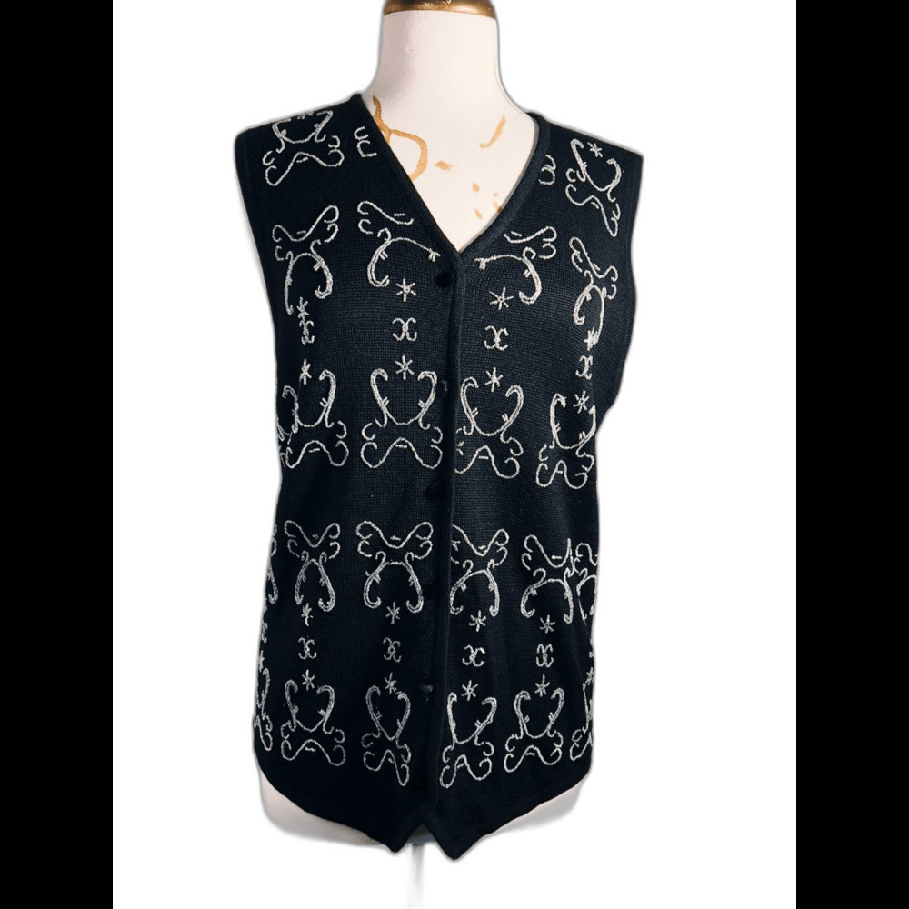 Sostanza Sweater Vest Size L 80's Vintage Knitted Statement Piece Vest